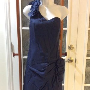 JOVANI SHORT COCKTAIL FORMAL DRESS ROSETTE NAVY SIZE 10 NEW WITH TAGS